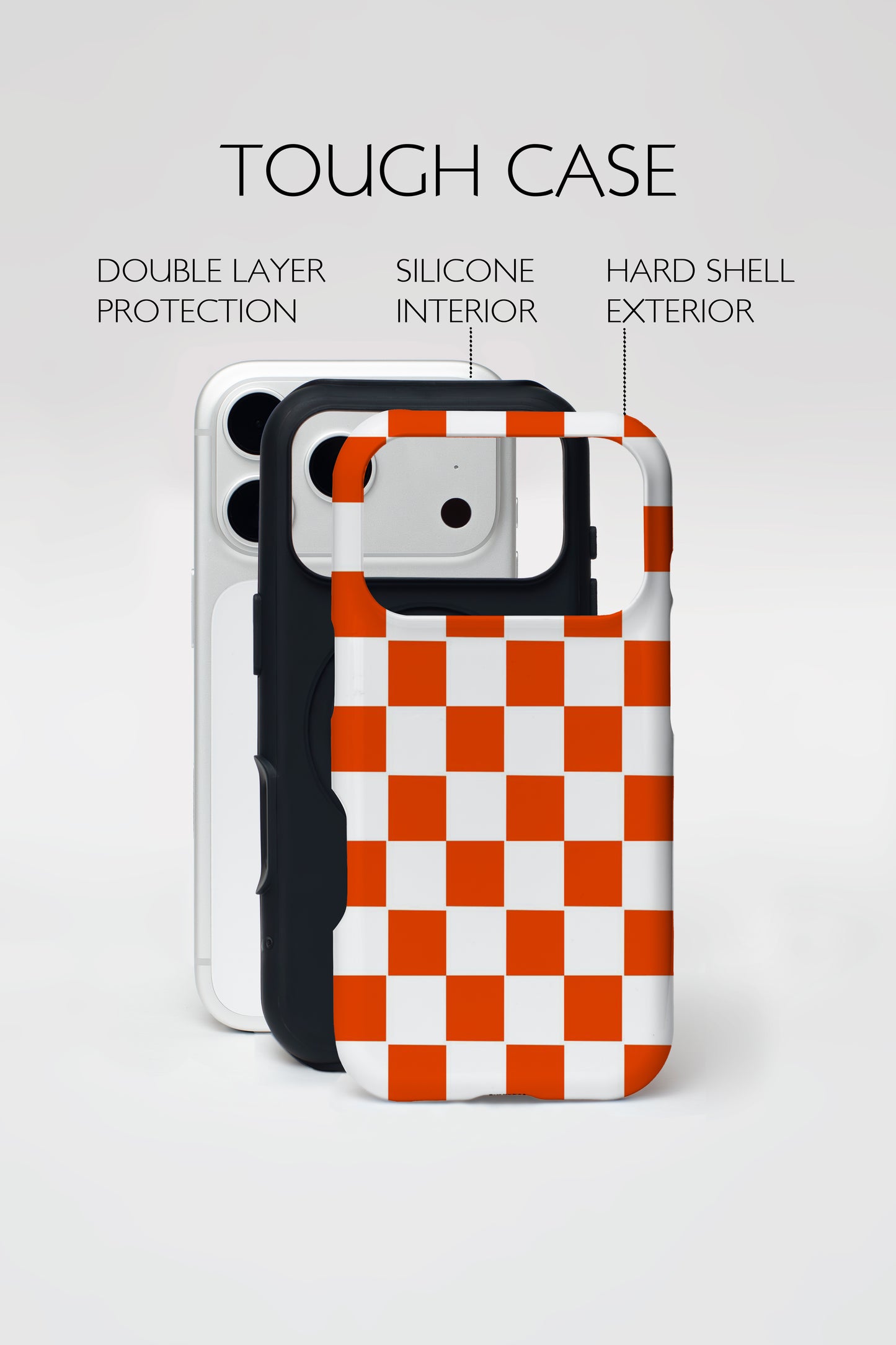 Orange Grid Armoured Phone Case.