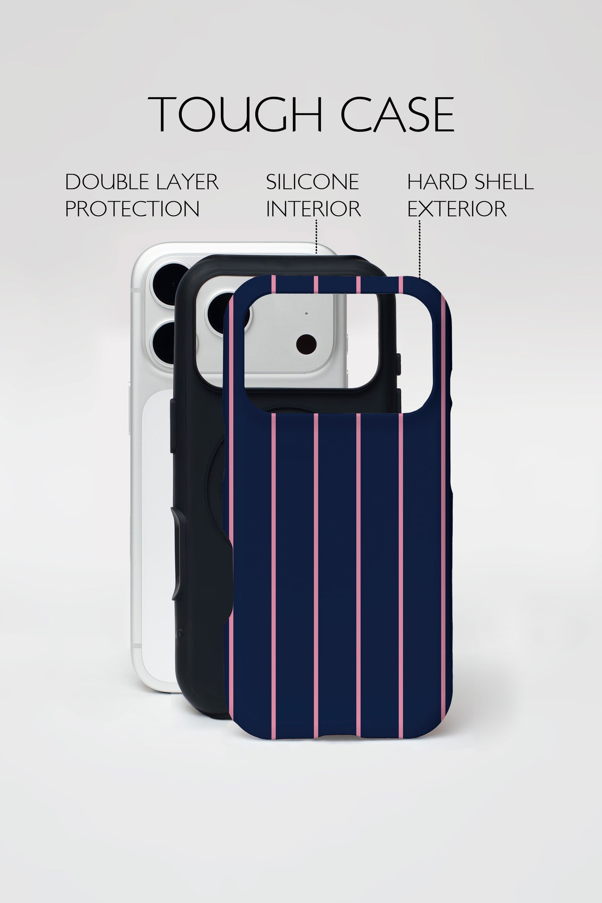 Navy Pink Stripe Armoured Phone Case
