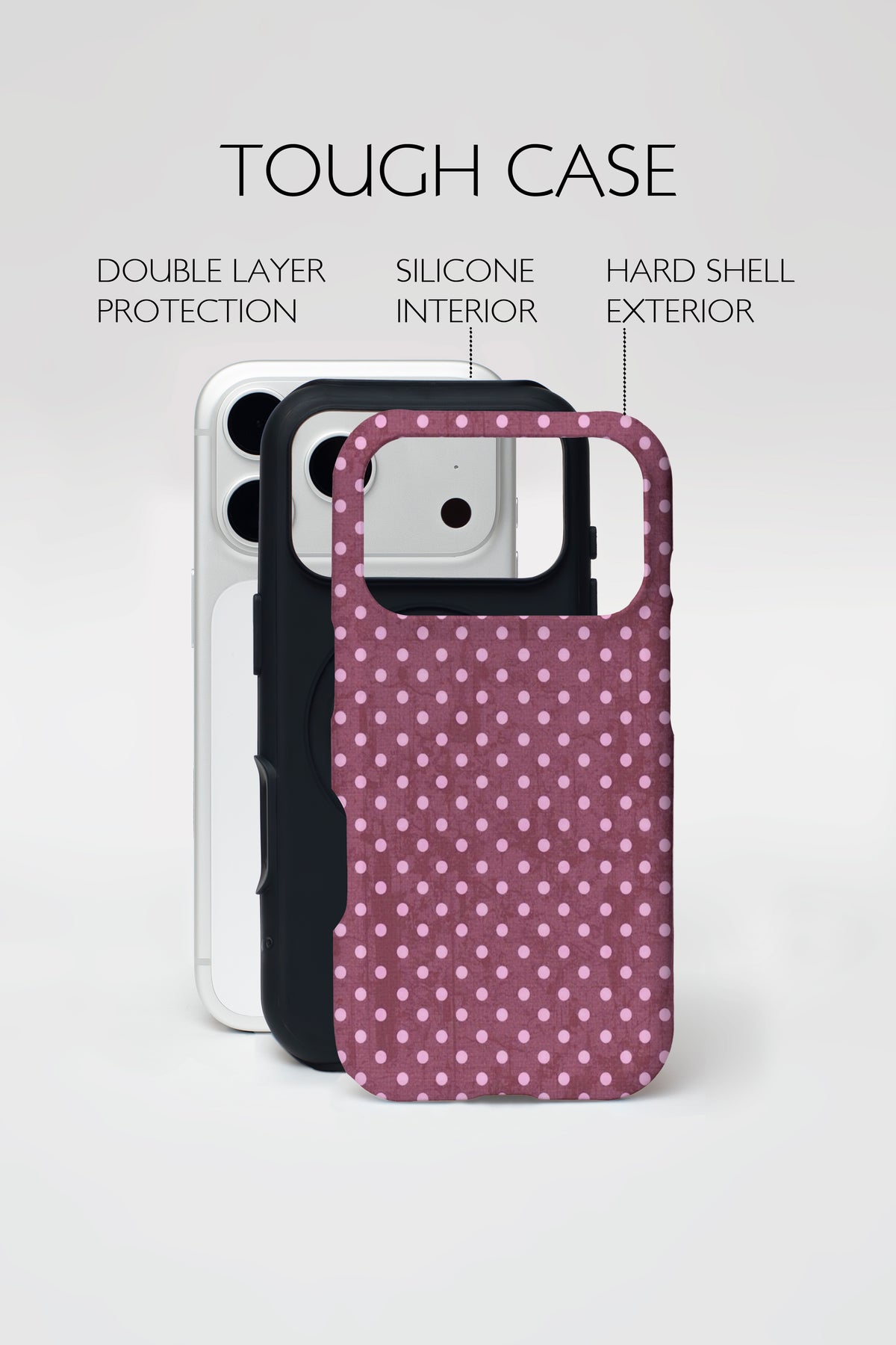 Pink Polka Dot Armoured Phone Case.