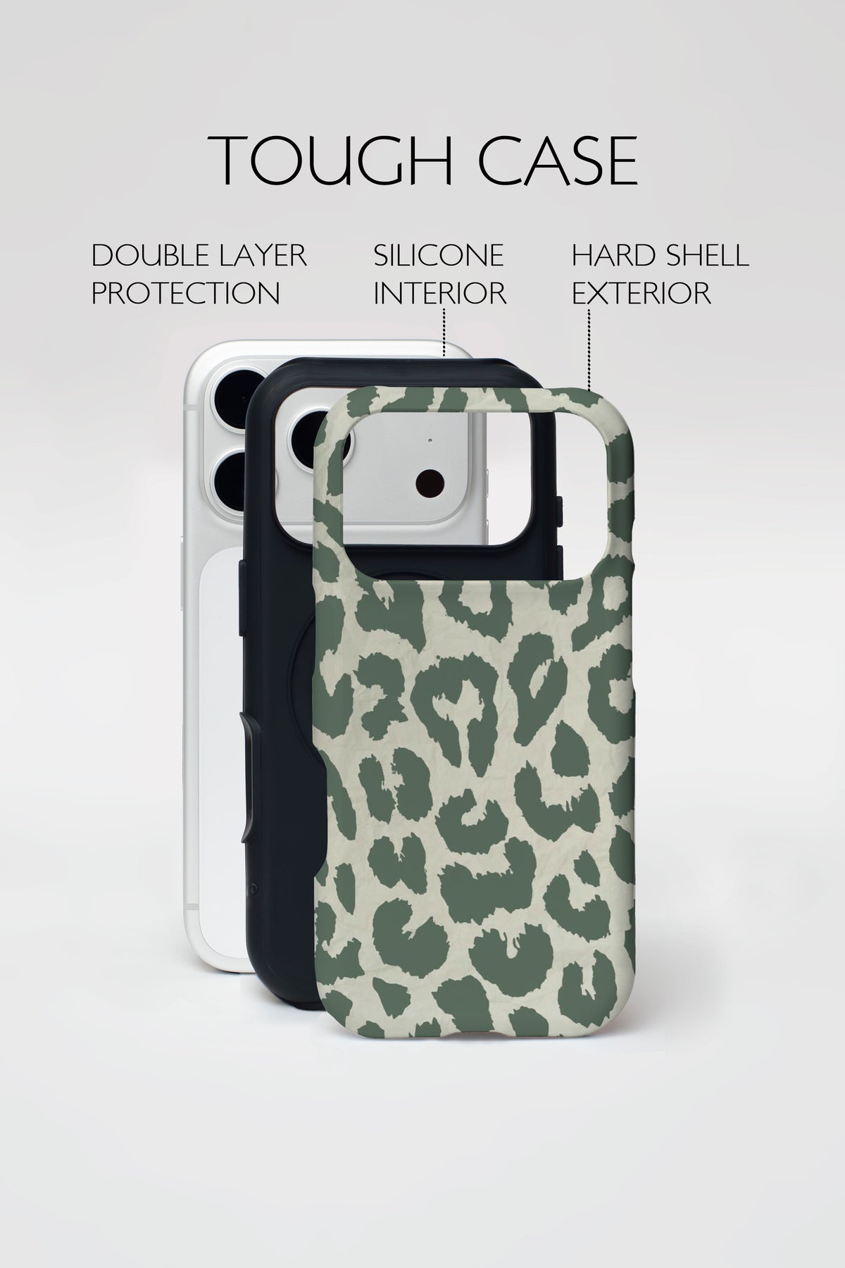 Green Leopard Print Armoured Phone Case.