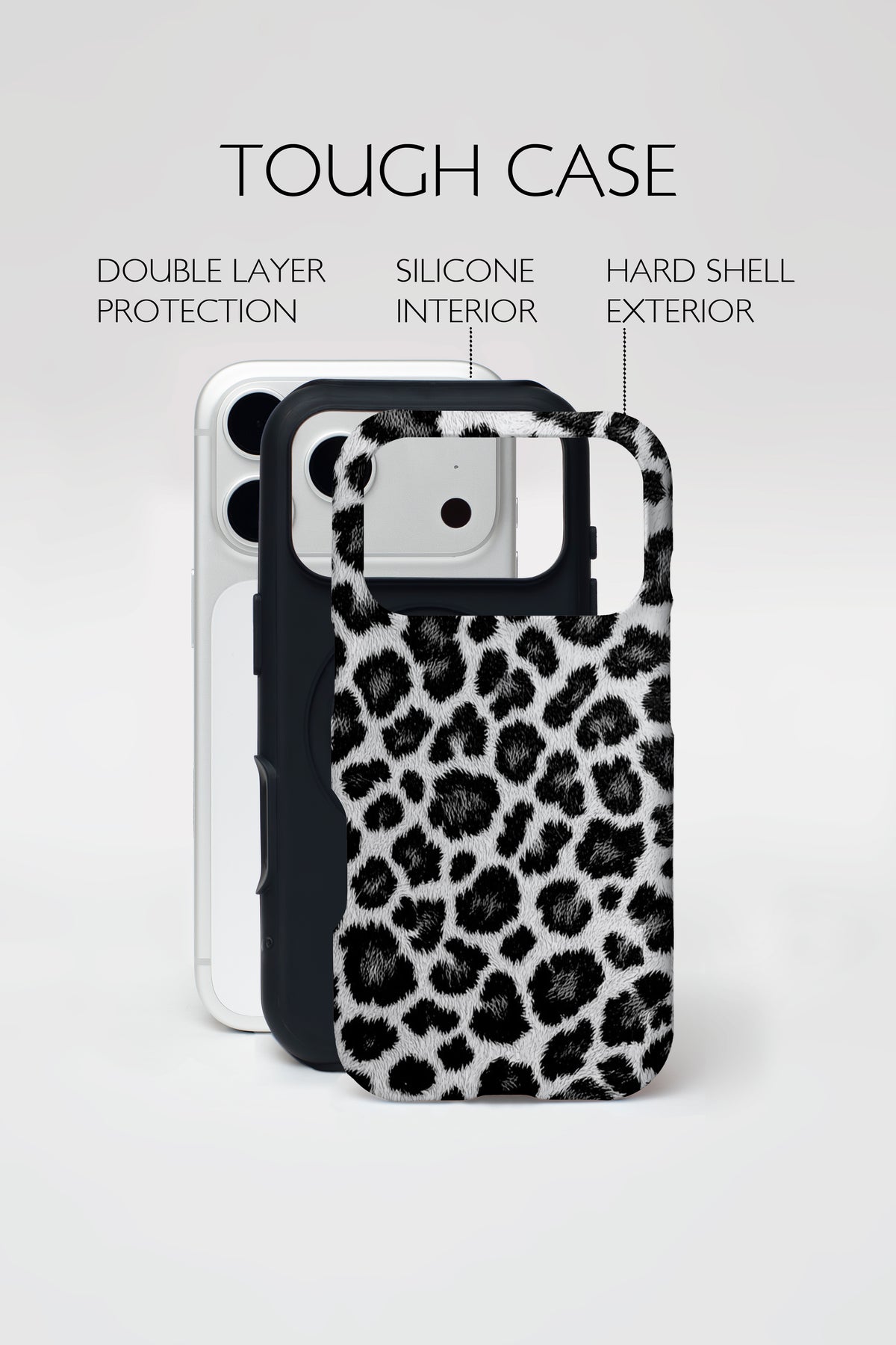 Black Leopard Print Armoured Phone Case.