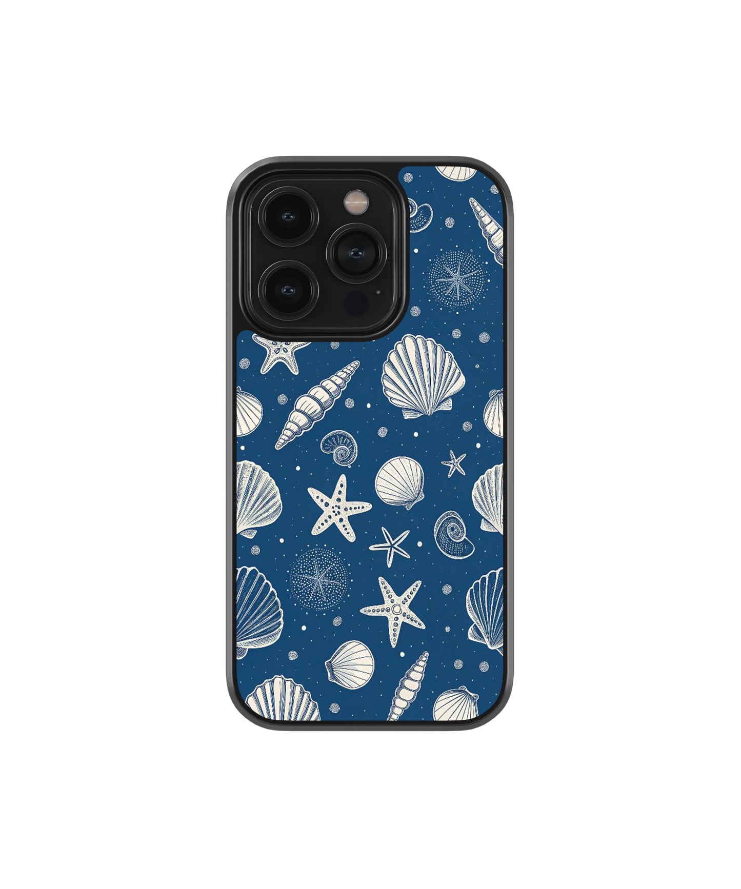 Blue shell pattern phone case.