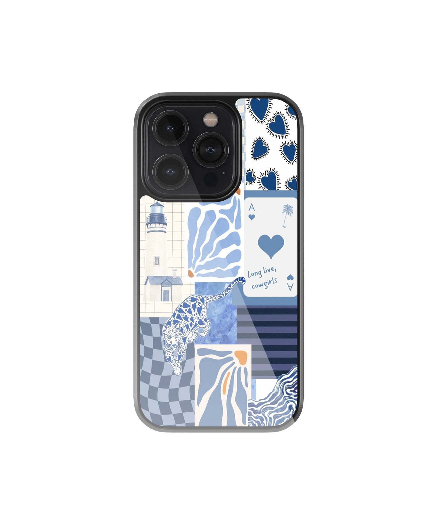 Blue Art Collage Pattern phone case.