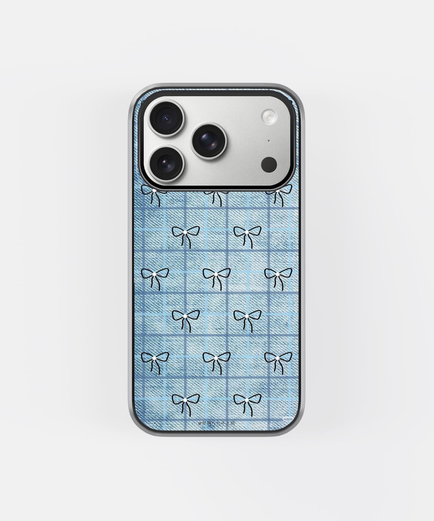 Blue Bow Grid Phone Case.