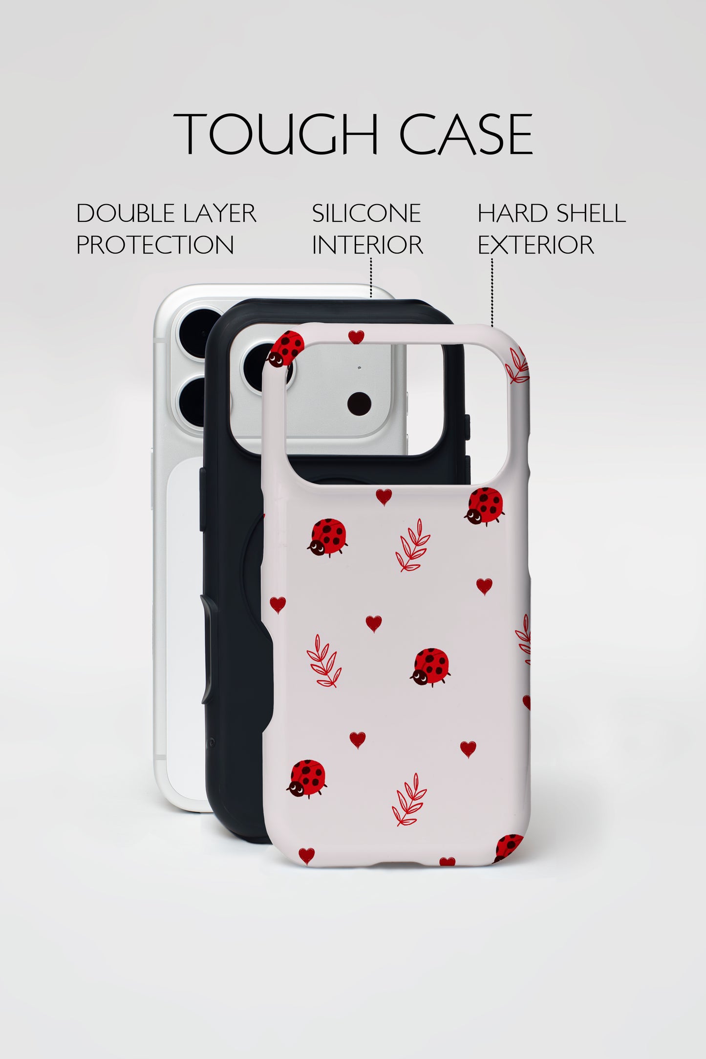 Cute Ladybug Hearts Armoured Phone Case.