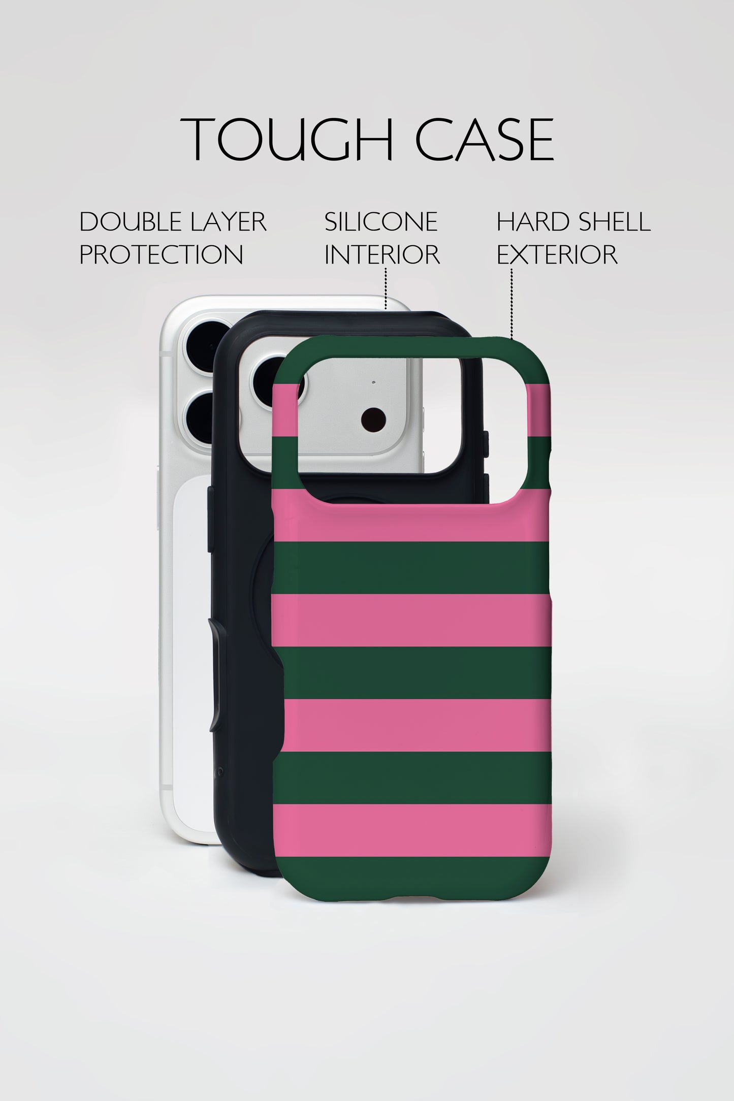 Pink Green Stripe Bold Armoured Phone Case.