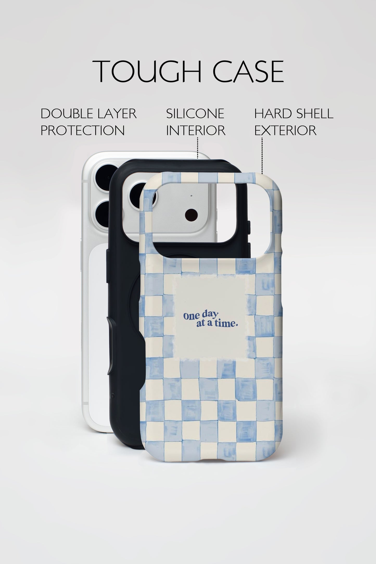 Blue Check Print Armoured Phone Case.