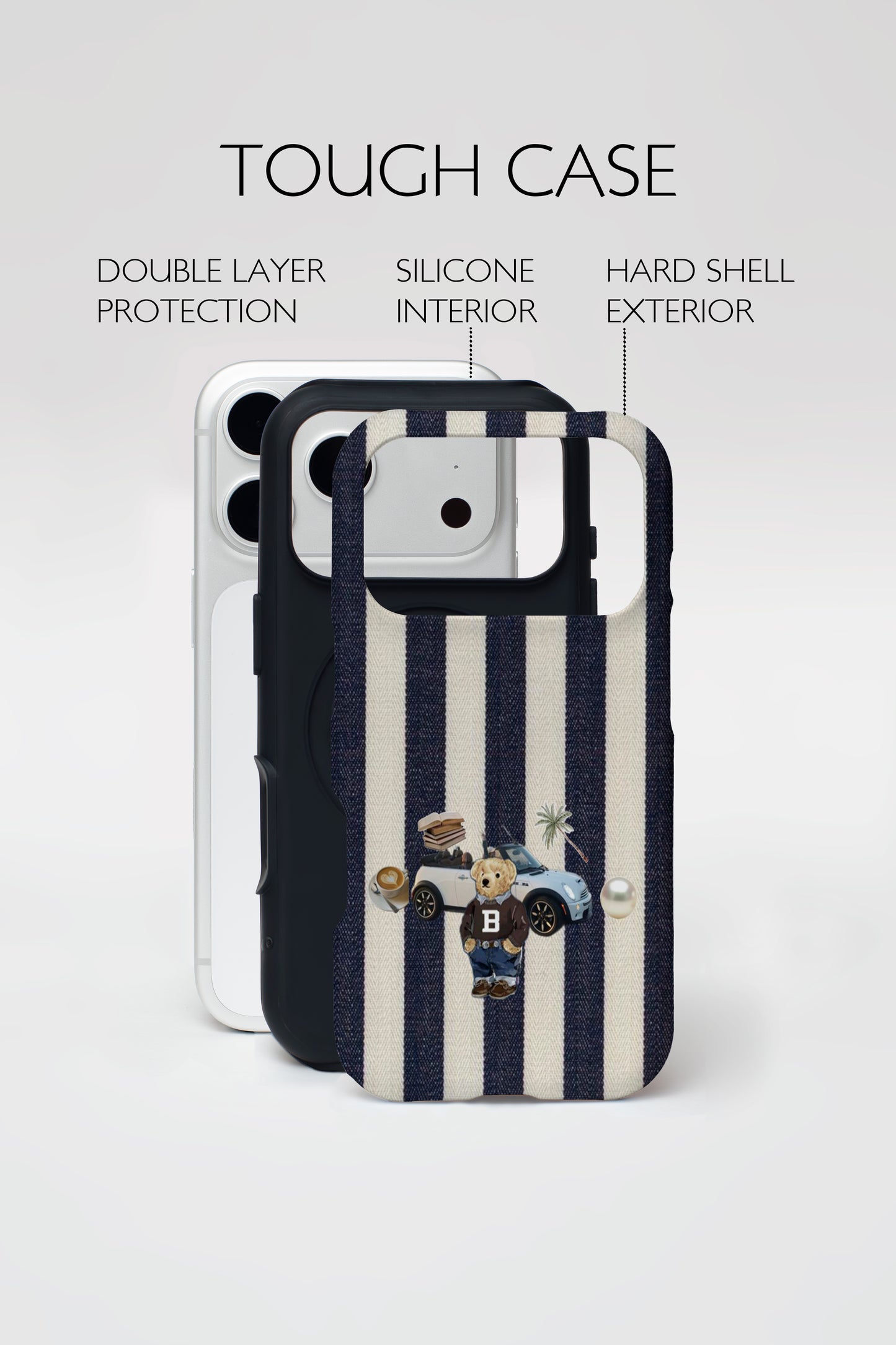 Bear Stripe Print Armoured Phone Case.