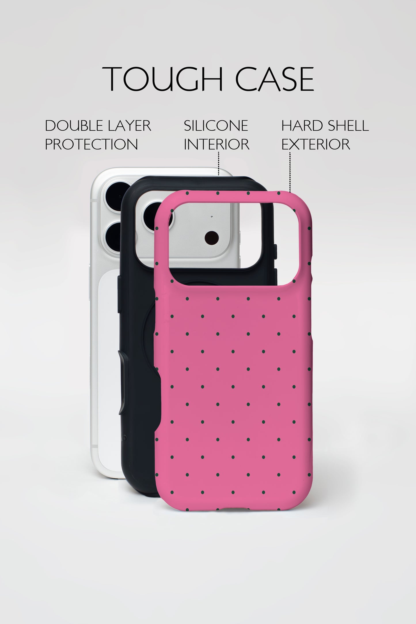 Pink Polka Dot Armoured Phone Case.