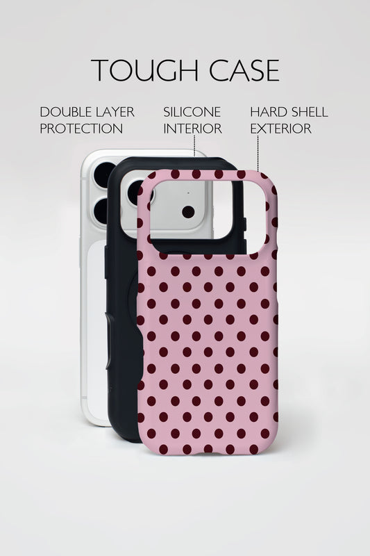 Pink Polka Armoured Phone Case.