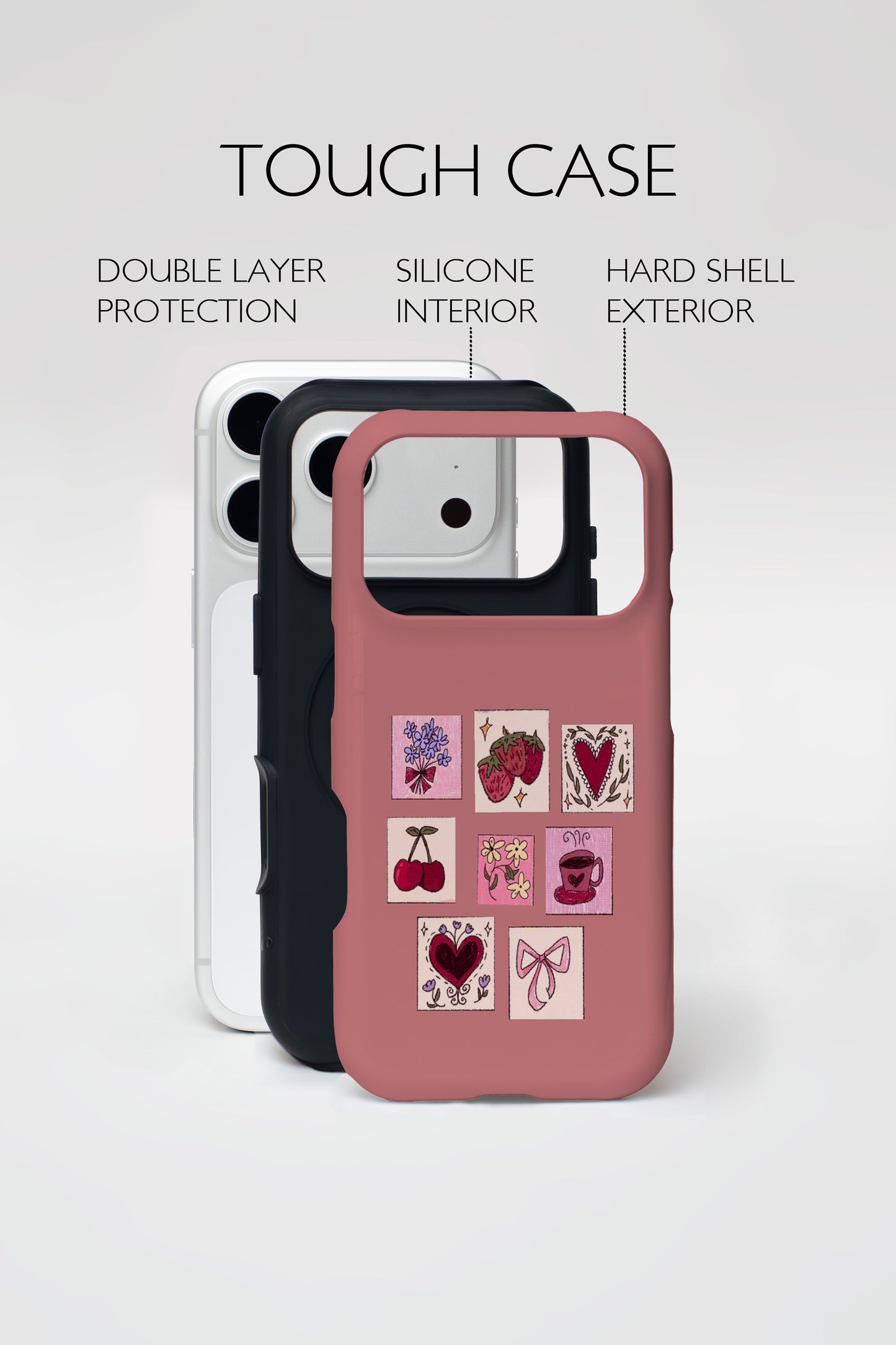 Pink Charm Icons Armoured Phone Case.