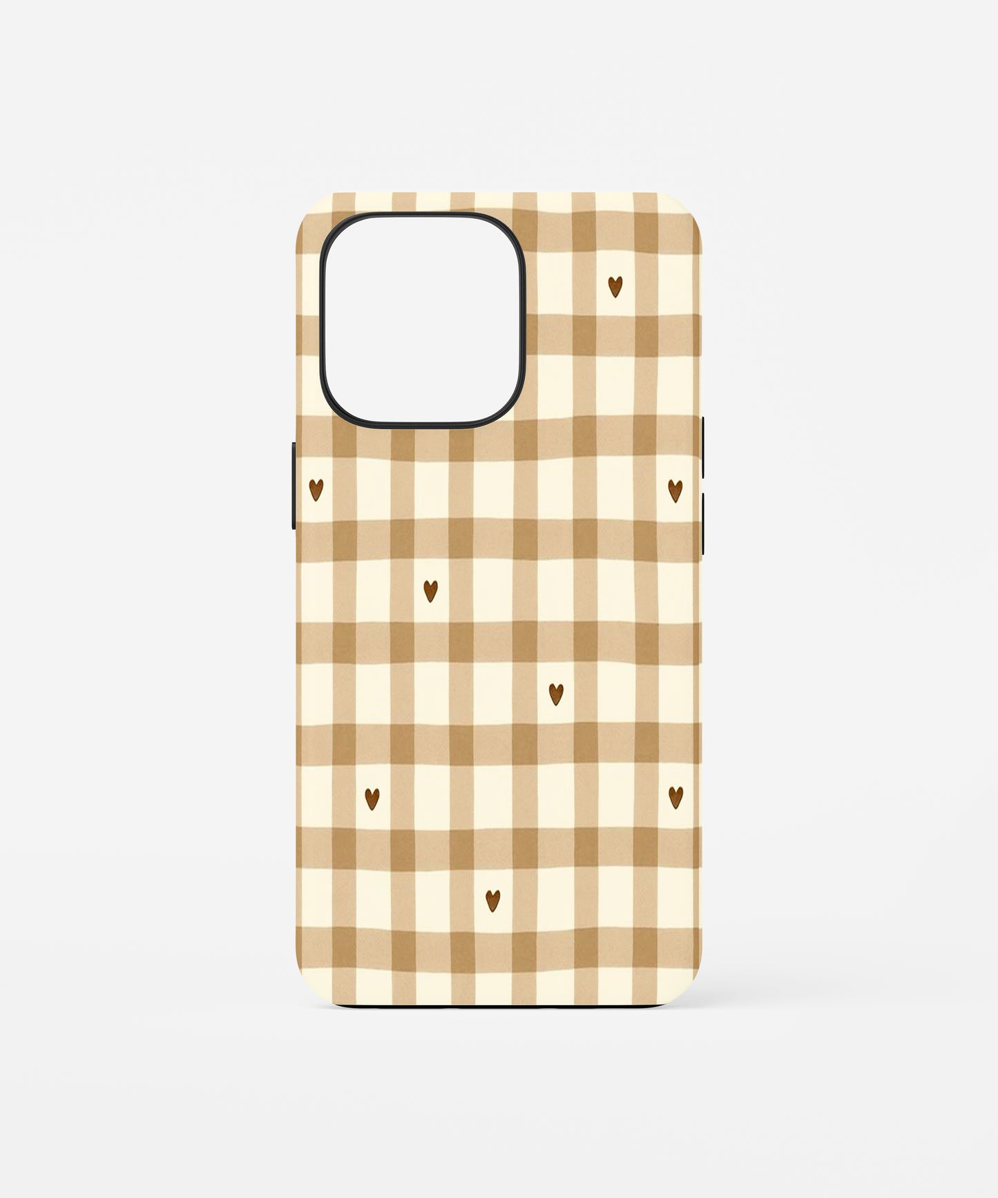 Beige Gingham Heart Phone Case