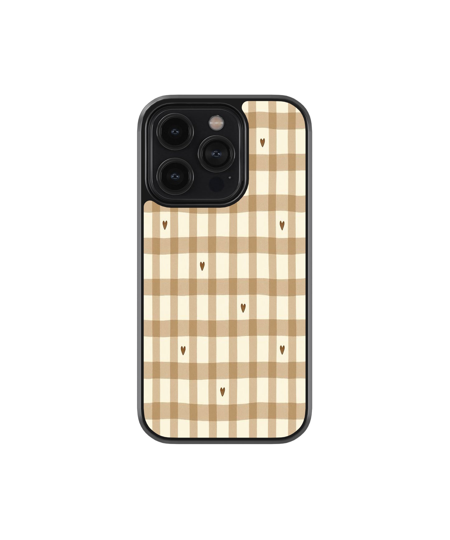 Beige Gingham Heart Phone Case
