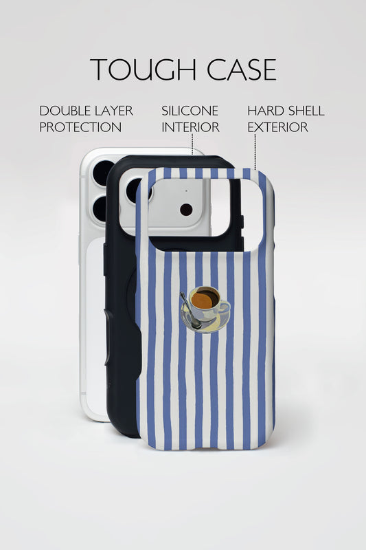 Blue Stripe Coffee Armoured Phone Case.