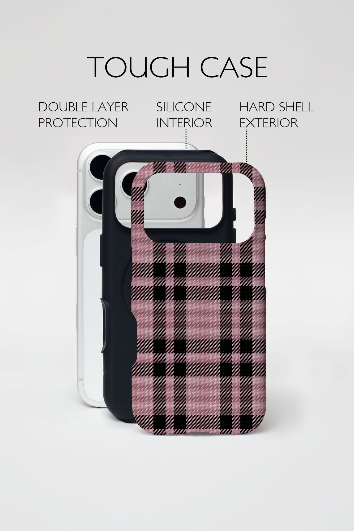 Pink Plaid Armoured Phone Case.