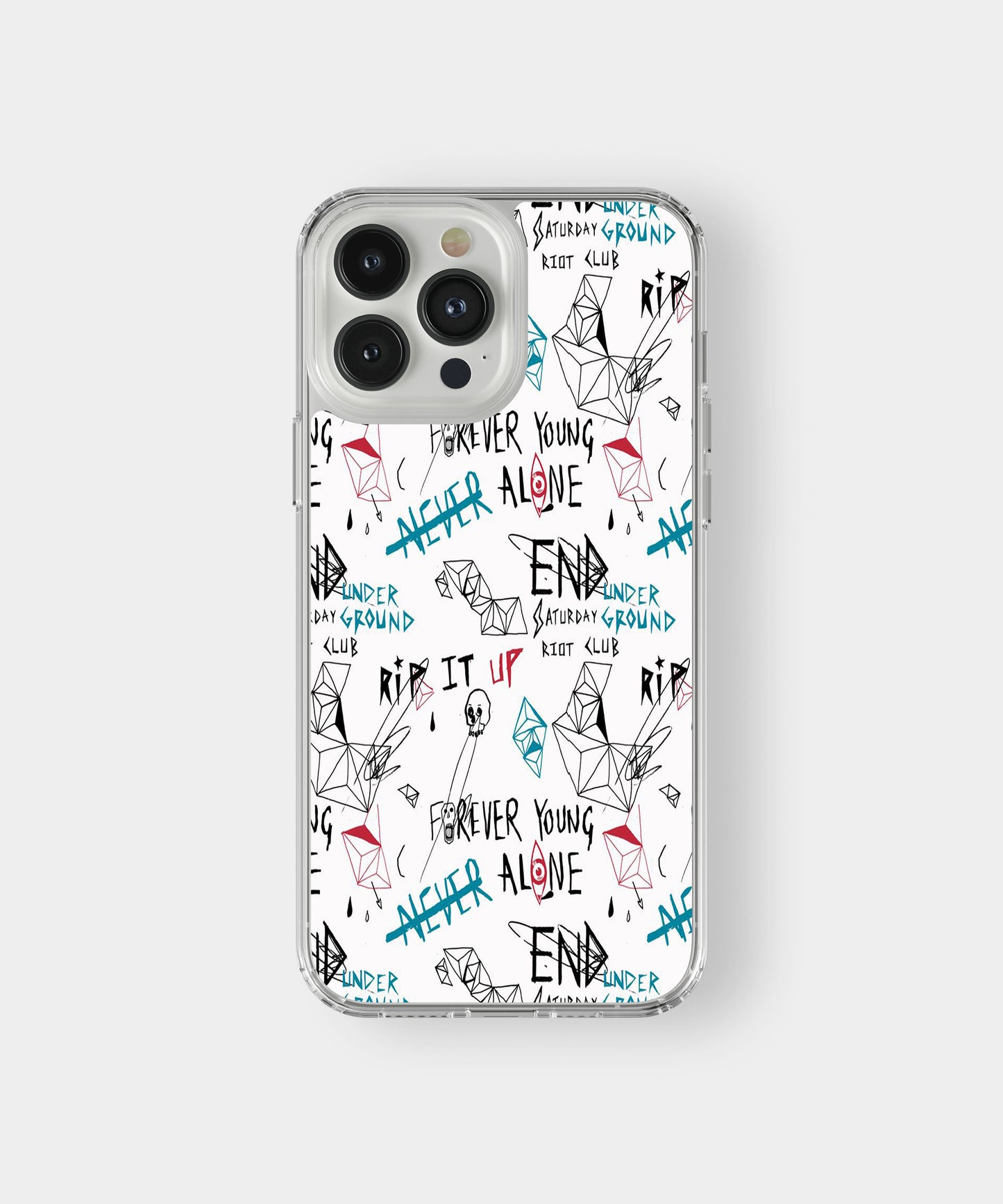 Punk Graffiti Text Pattern Phone Case.