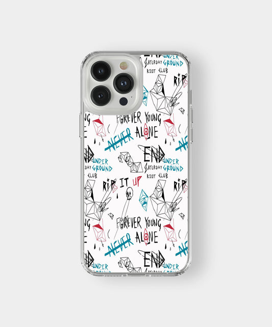 Punk Graffiti Text Pattern Phone Case.