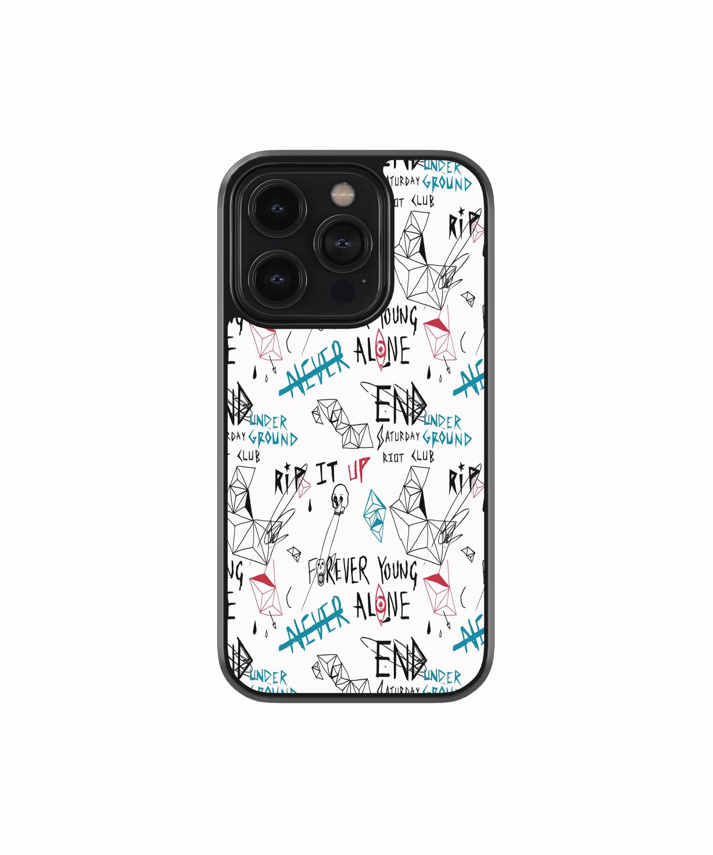 Punk Graffiti Text Pattern Phone Case.