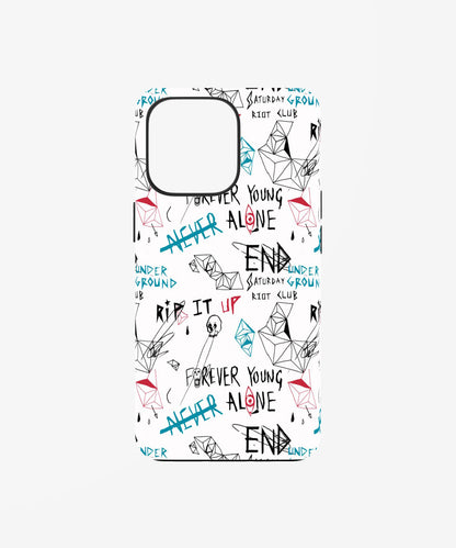 Punk Graffiti Text Pattern Phone Case.