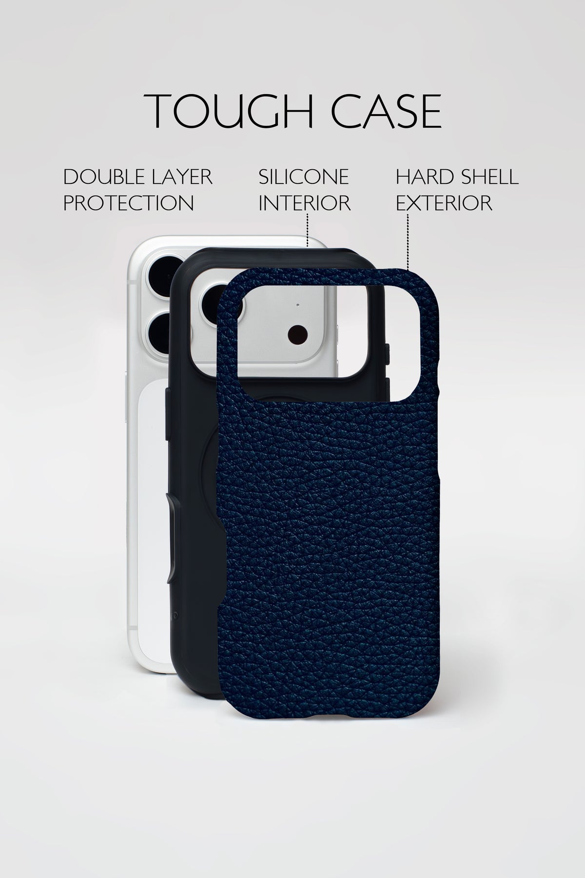 Navy Leather Armoured Phone Case