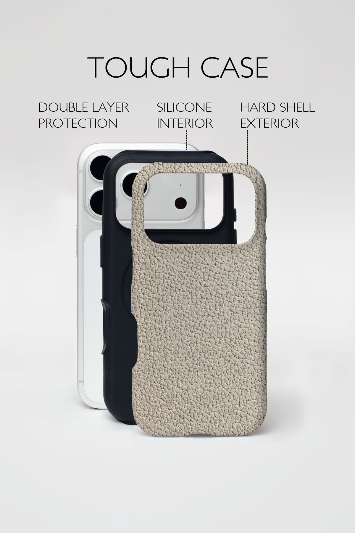 Cream Leather Armoured Phone Case