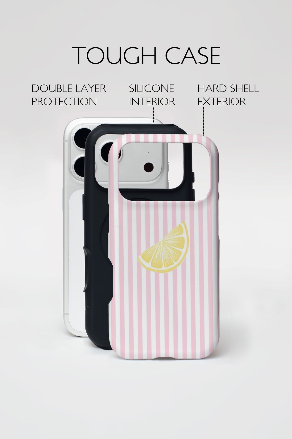 Pink Lemon Stripe Armoured Phone Case.