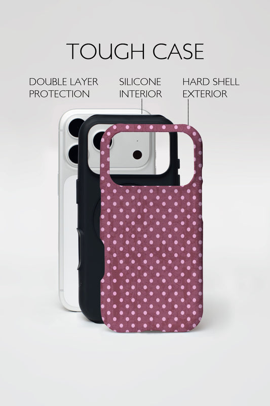 Pink Polka Dot Armoured Phone Case.