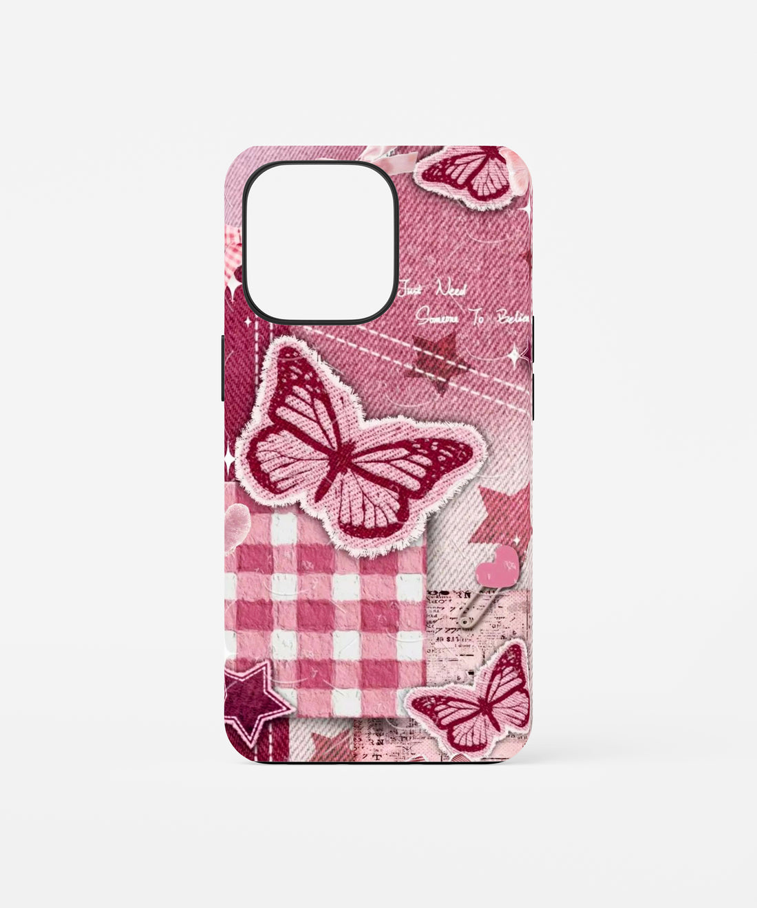 Pink Butterfly Patchwork Phone Case