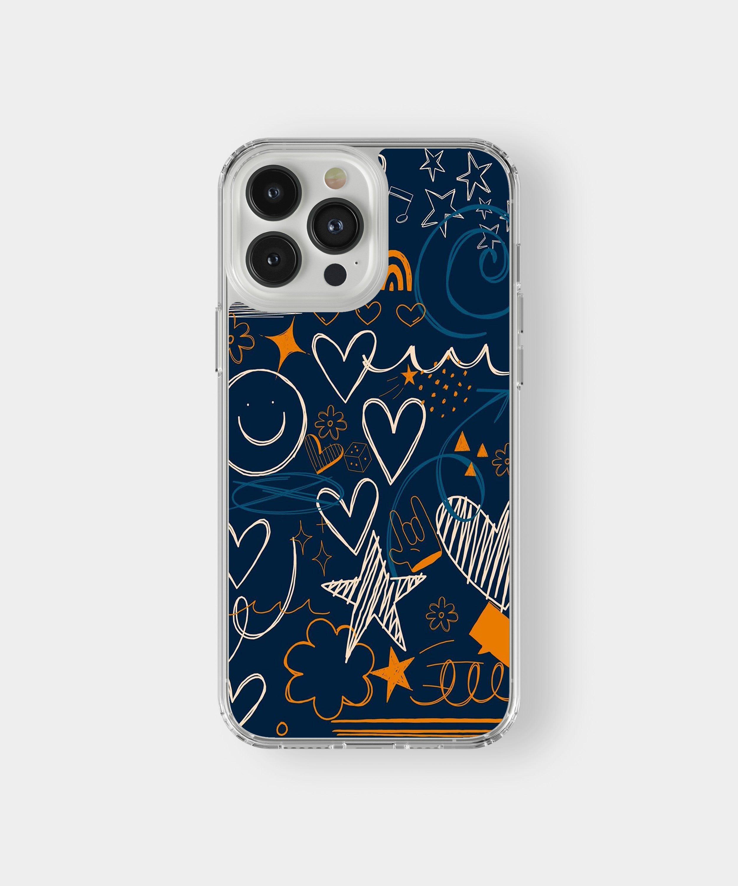 Midnight Doodle Hearts Phone Case