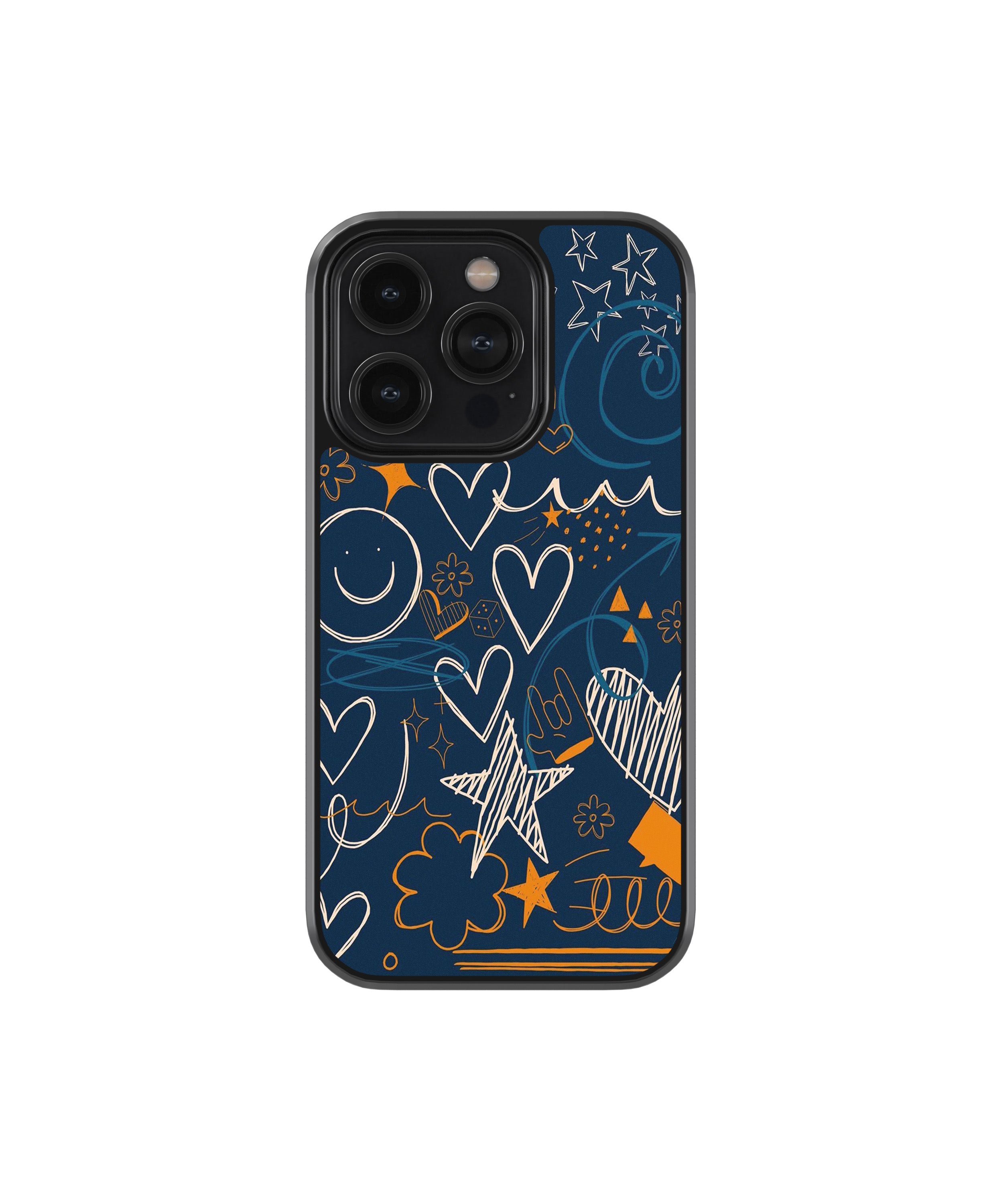 Midnight Doodle Hearts Phone Case