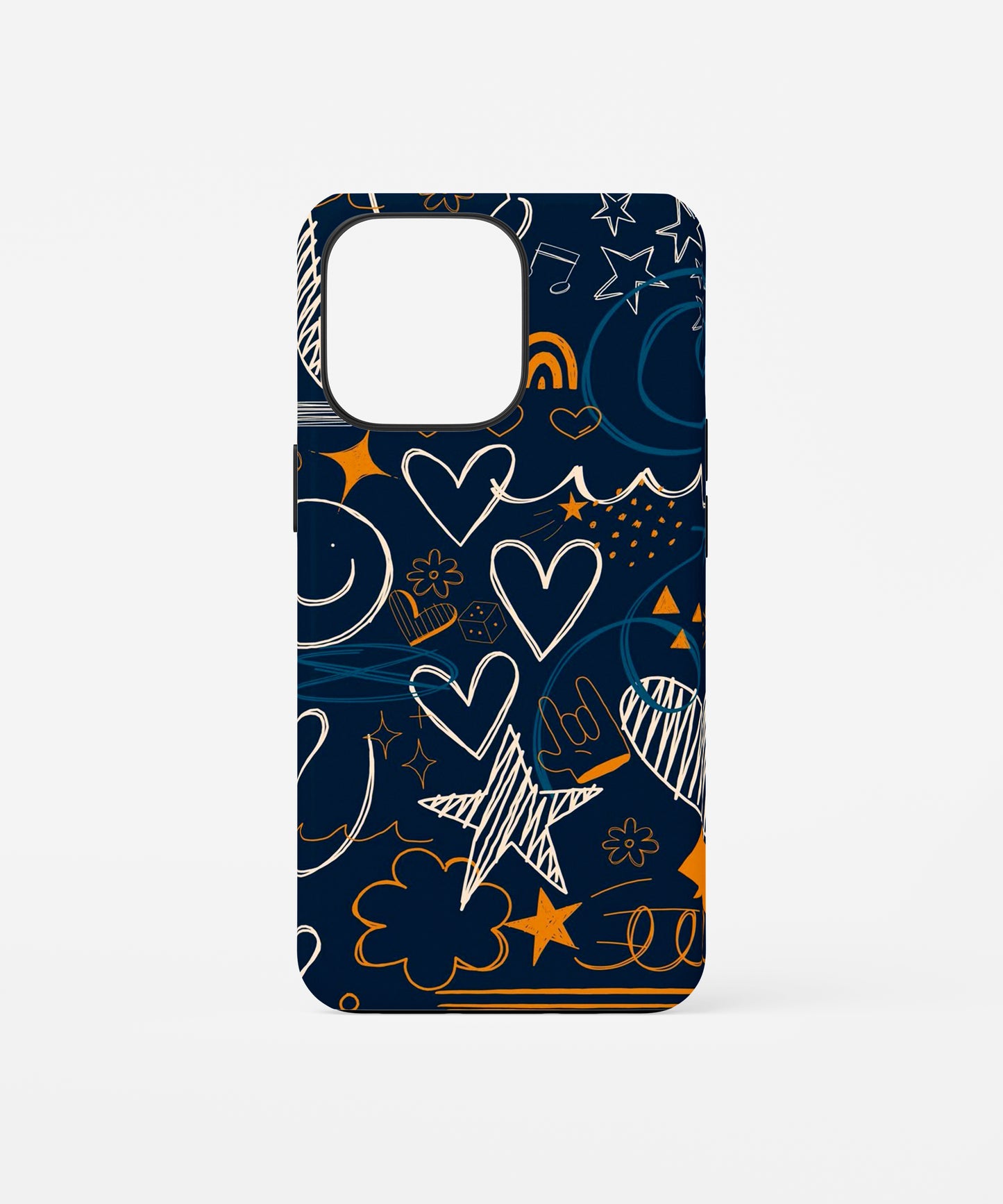 Midnight Doodle Hearts Phone Case