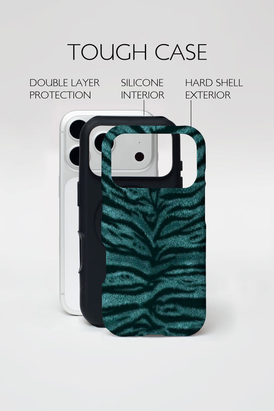 Teal Tiger Print Armoured Phone Case.