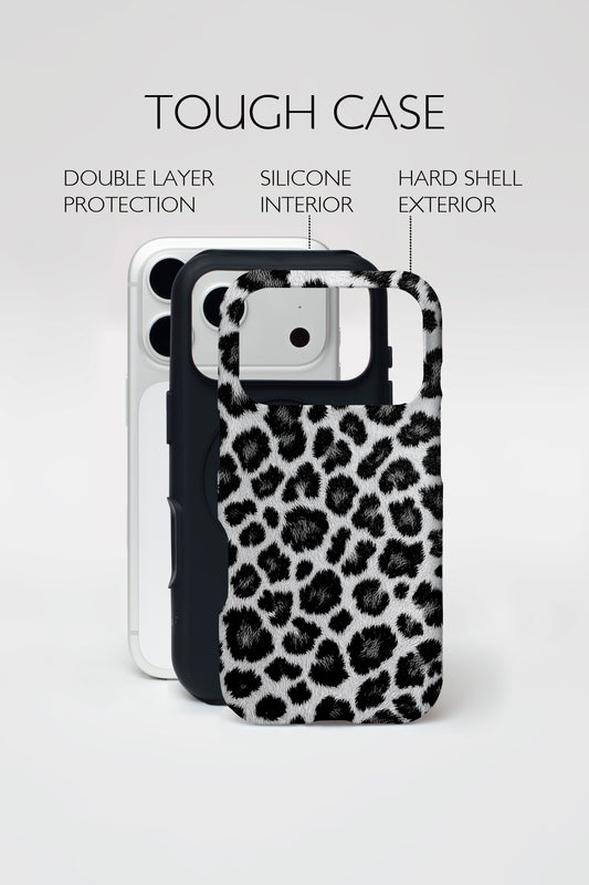 Black Leopard Print Armoured Phone Case.