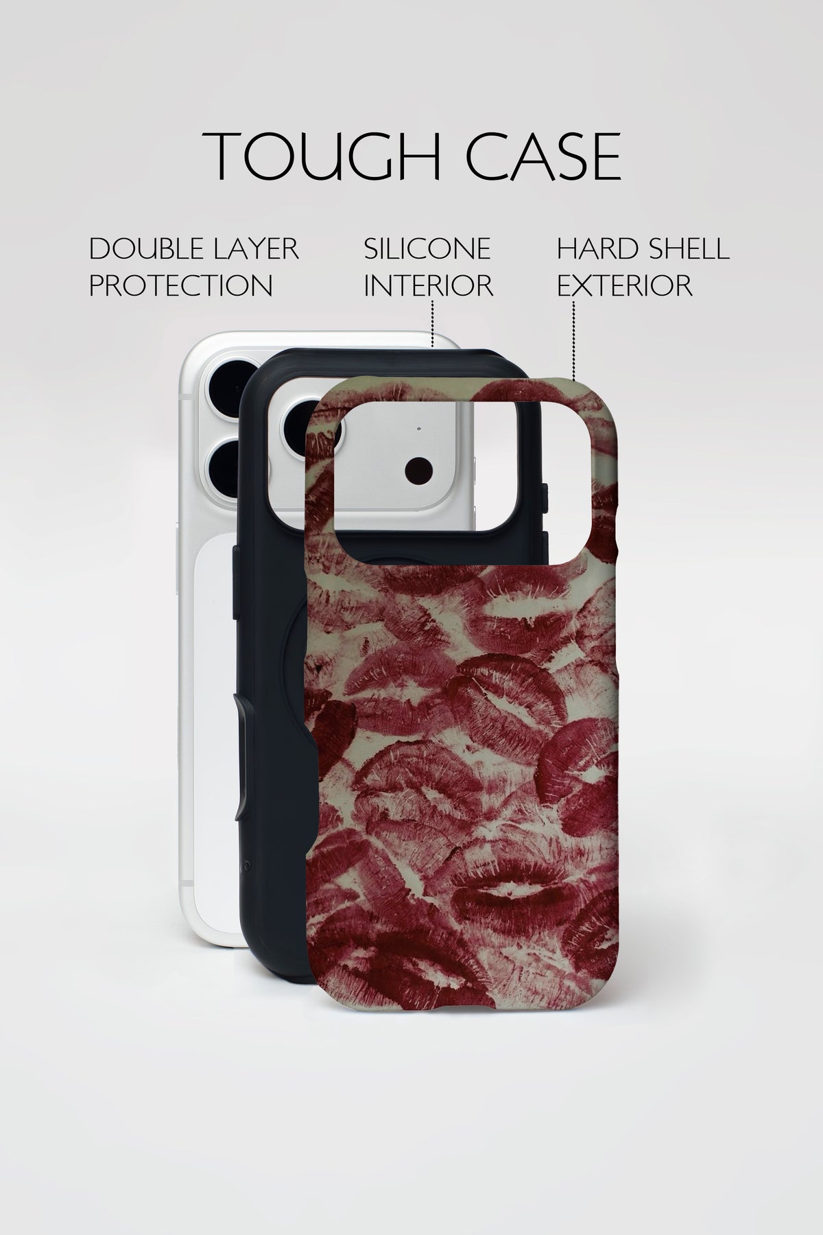 Red Kiss Print Armoured Phone Case.