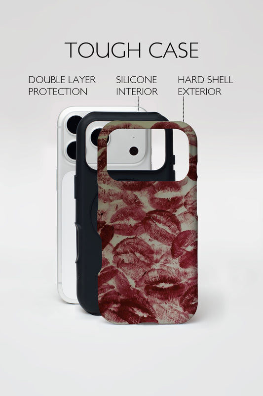 Red Kiss Print Armoured Phone Case.