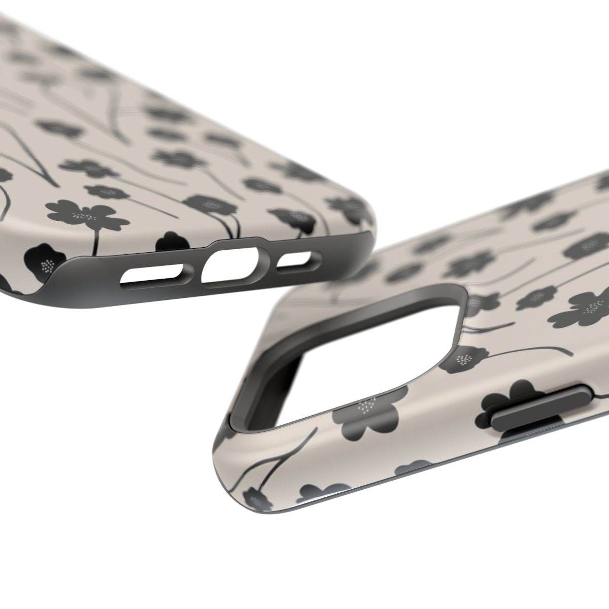 Minimal Black Floral Aesthetic Phone Case.