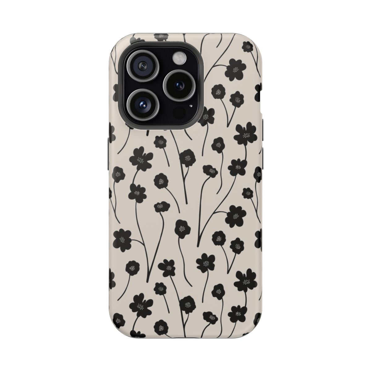 Minimal Black Floral Aesthetic Phone Case.