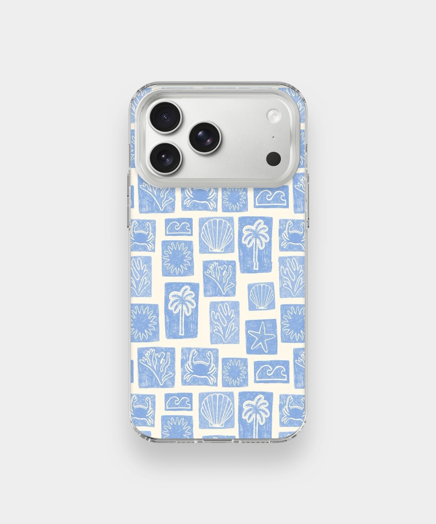 Aqua Sea Shell Checkerboard Phone Case.