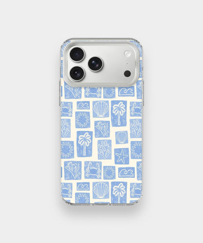 Aqua Sea Shell Checkerboard Phone Case.