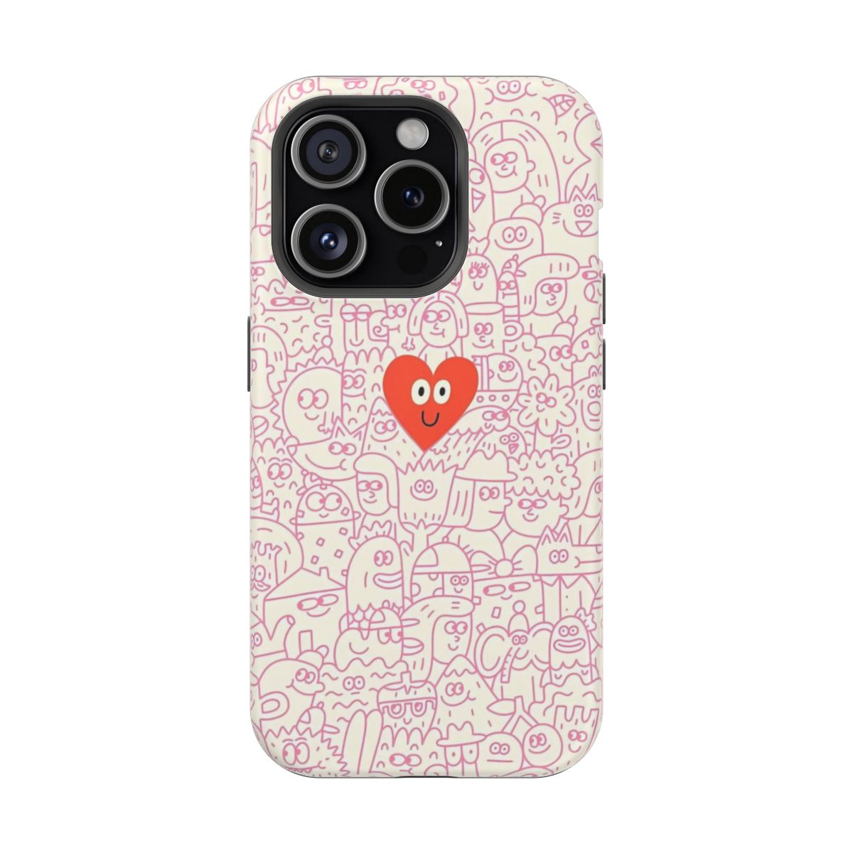 Cute Doodle Heart Aesthetic Phone Case.