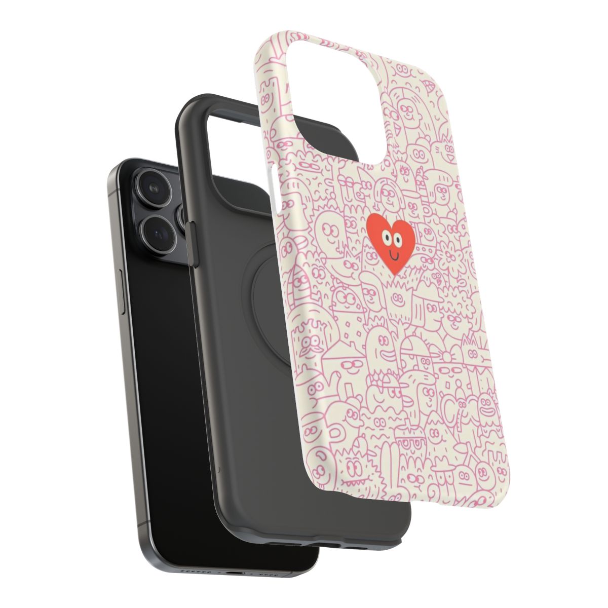Cute Doodle Heart Aesthetic Phone Case.