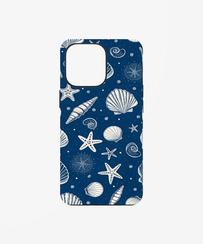 Blue shell pattern phone case.