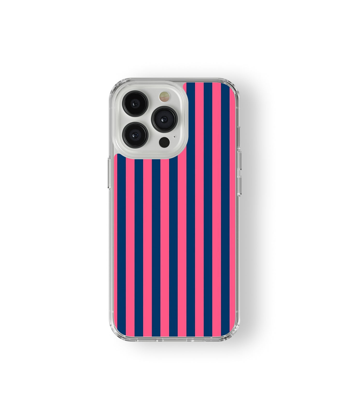 Pink blue stripe phone case.