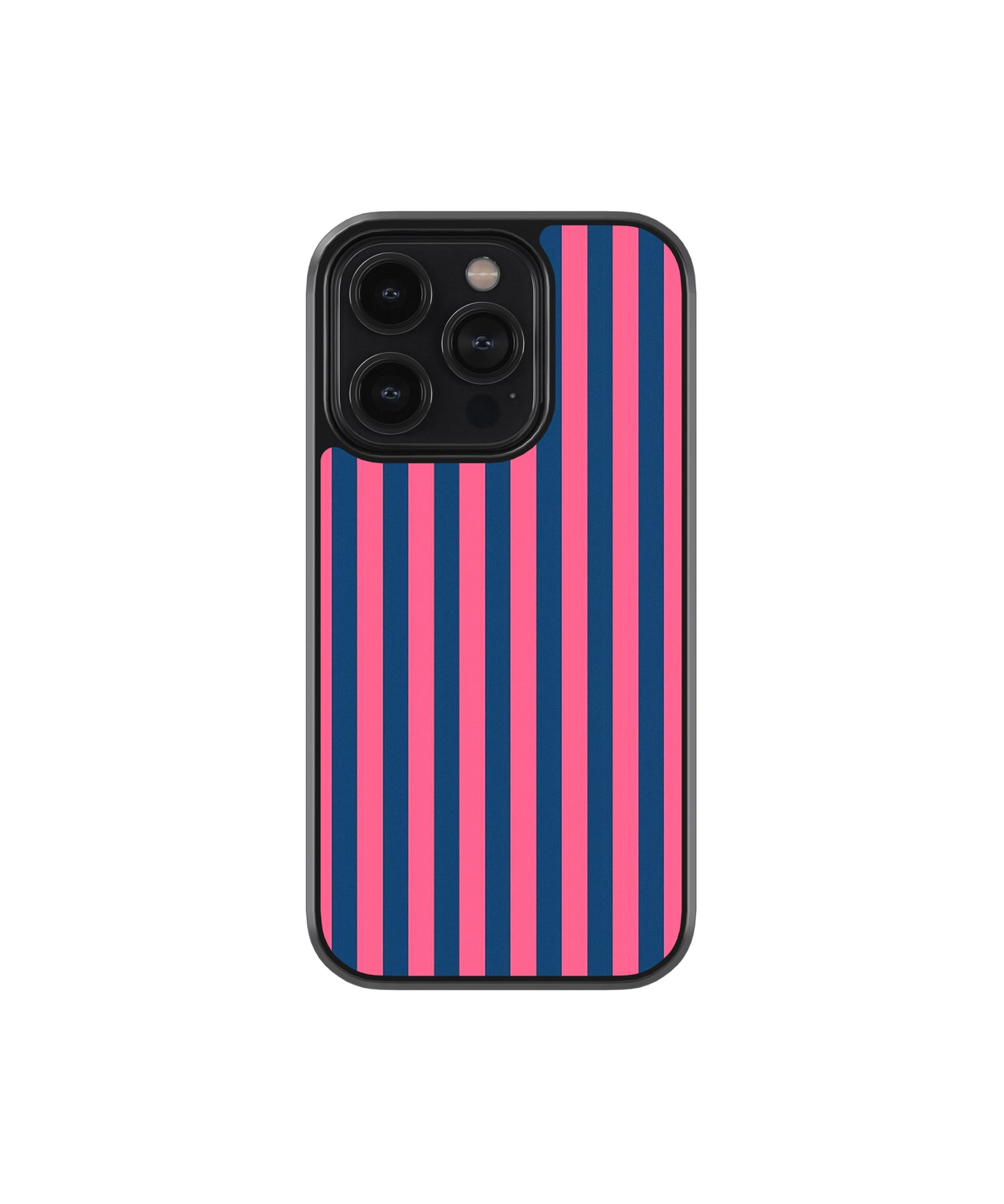 Pink blue stripe phone case.