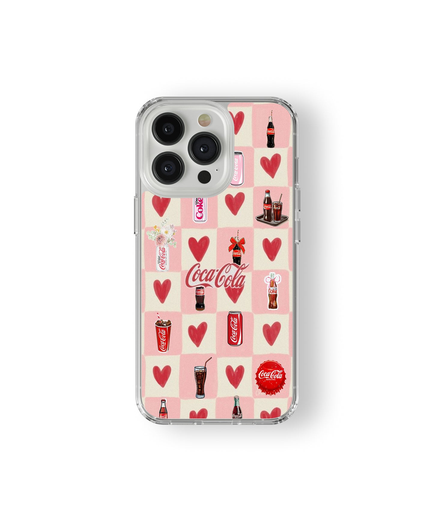 Coca cola heart grid phone case.