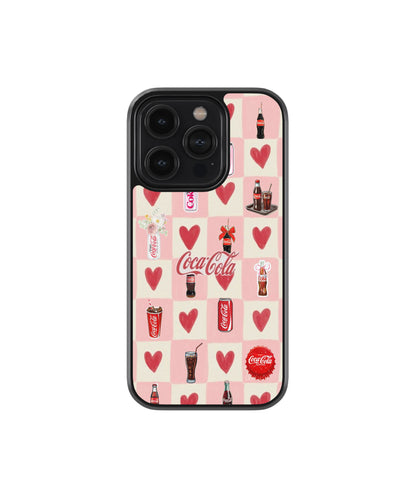 Coca cola heart grid phone case.
