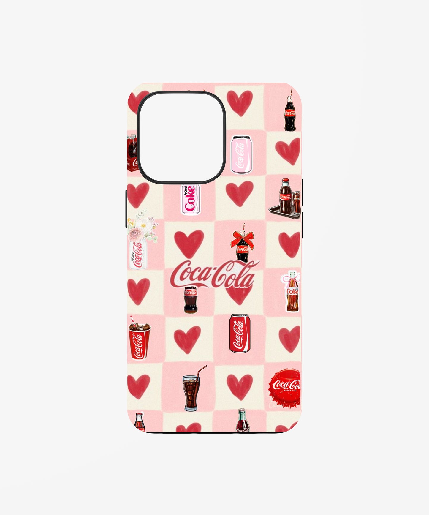 Coca cola heart grid phone case.
