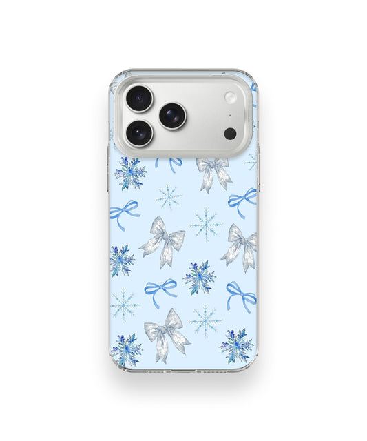 Soft Blue Snowflake Ribbon Mood Phone Case.