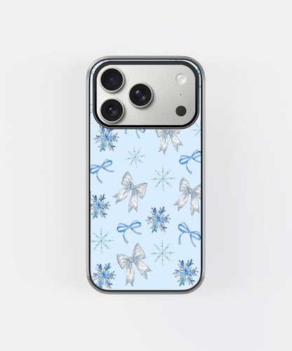 Soft Blue Snowflake Ribbon Mood Phone Case.