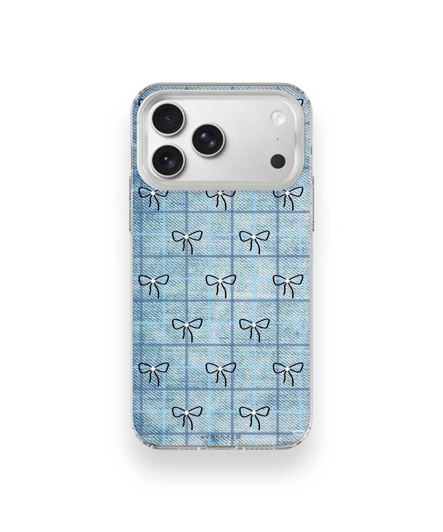 Blue Bow Grid Phone Case.